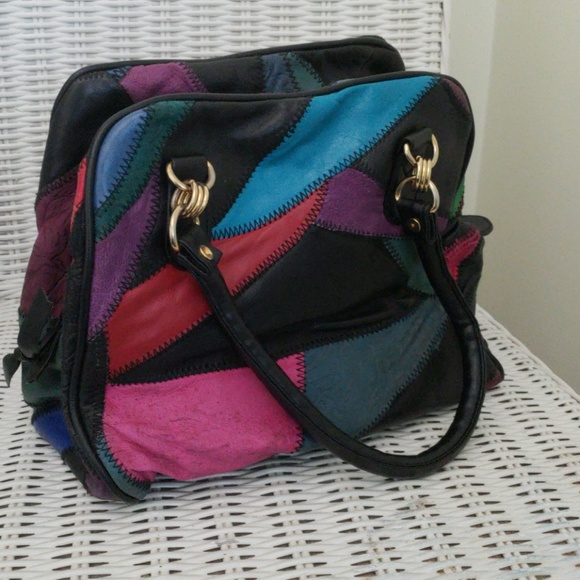 Fun Vintage Leather Patch Clutch - Picture 2 of 6